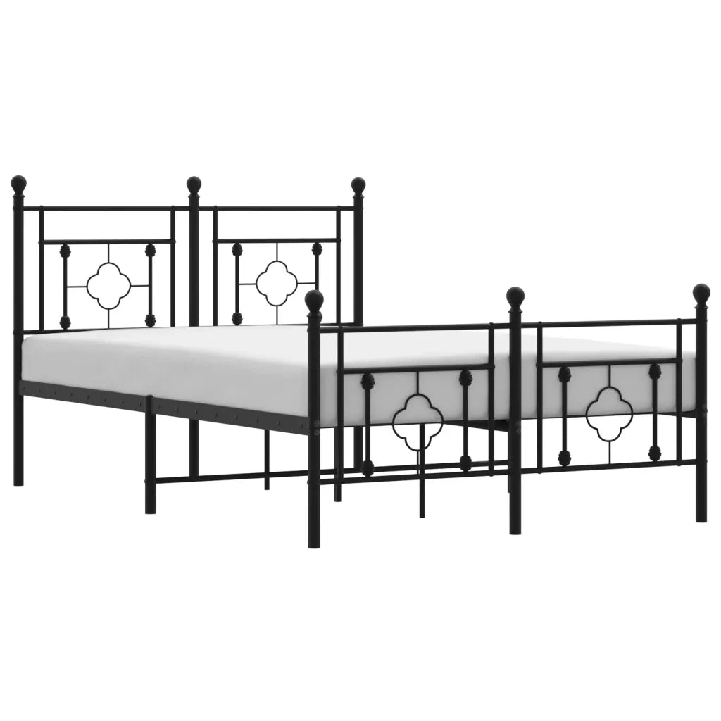 Giroletto con Testiera e Pediera-Struttura Letto Metallo Nero 120x190 cm 392573