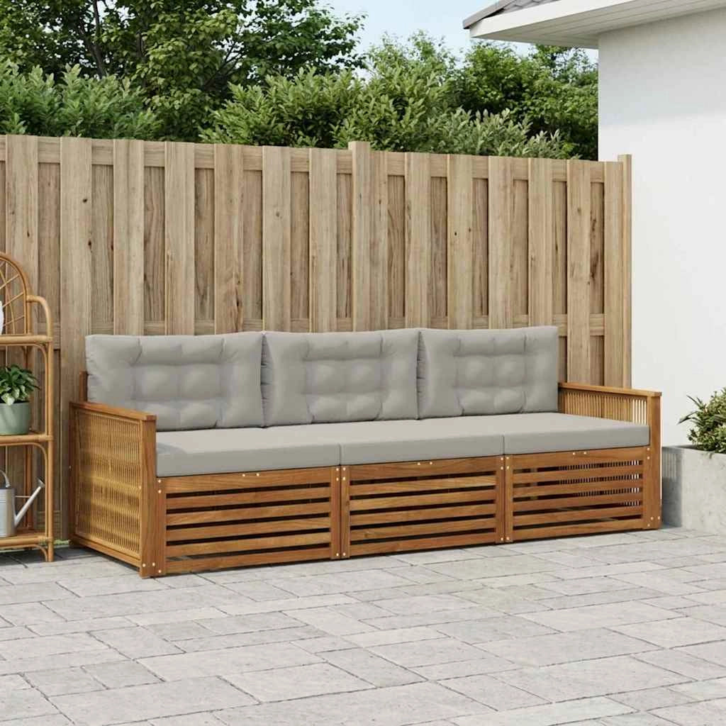Set di divani da esterno 3 pz Naturale e Grigio Chiaro 3382969