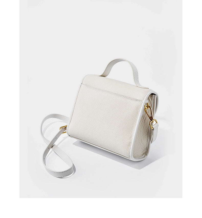 Borsa a tracolla da donna in vera pelle, borsa a mano casual, borsa tote bianca.