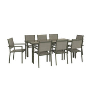 Set tavolo da giardino in alluminio con 8 sedie, verde kaki