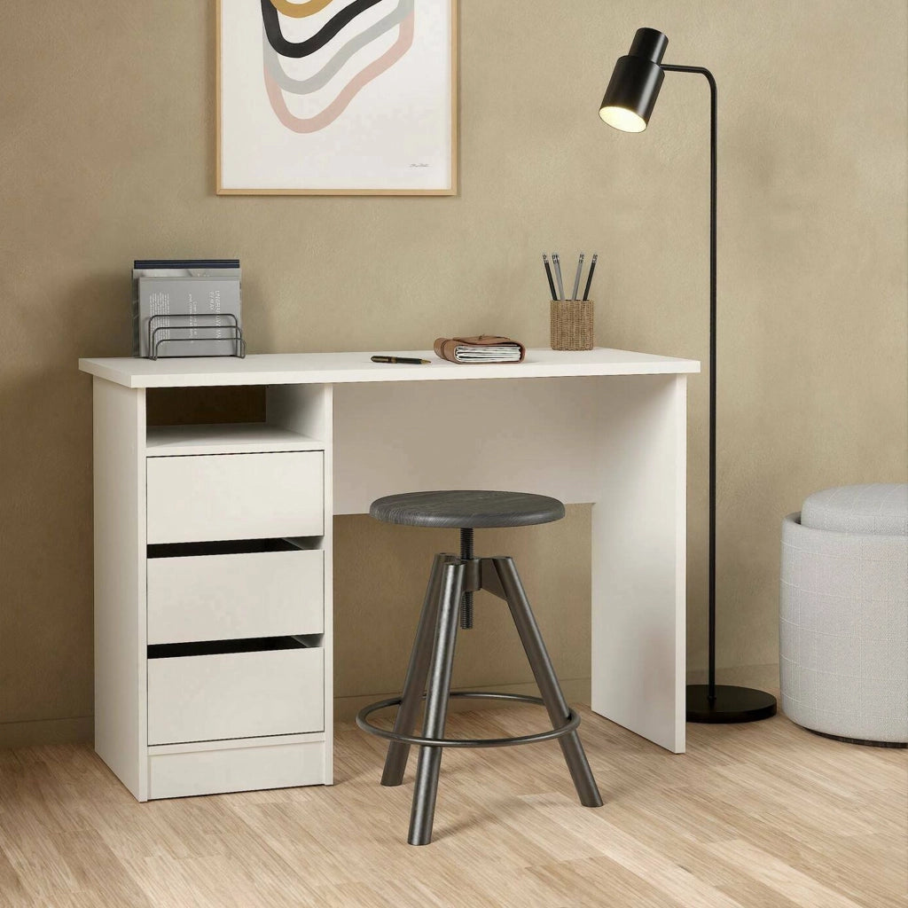 Scrivania Huaning, Scrittoio multiuso, Tavolo per ufficio porta PC, Piano di lavoro, 110x49 h76 cm, Bianco