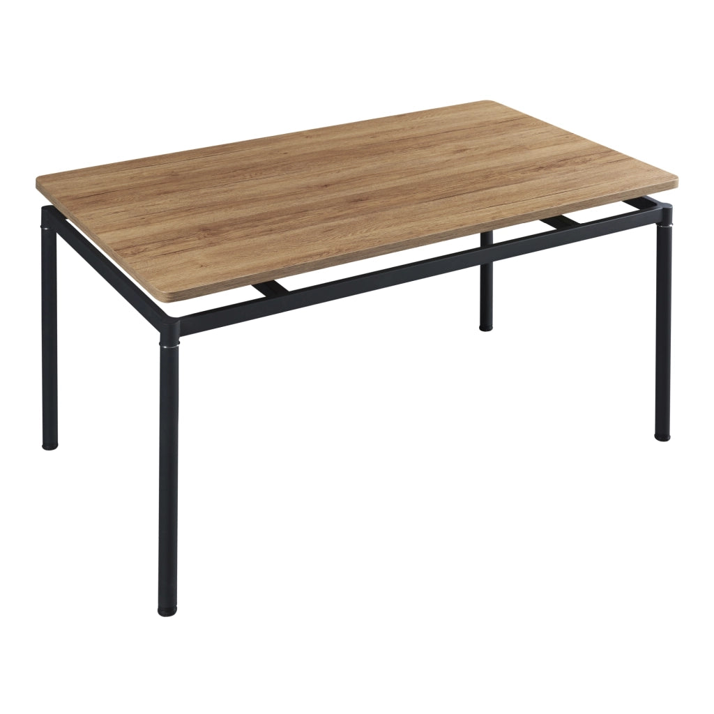 Set da Pranzo Hemnes Tavolo 140x80 cm in Effetto Rovere con 4 Sedie Beige [en.casa]