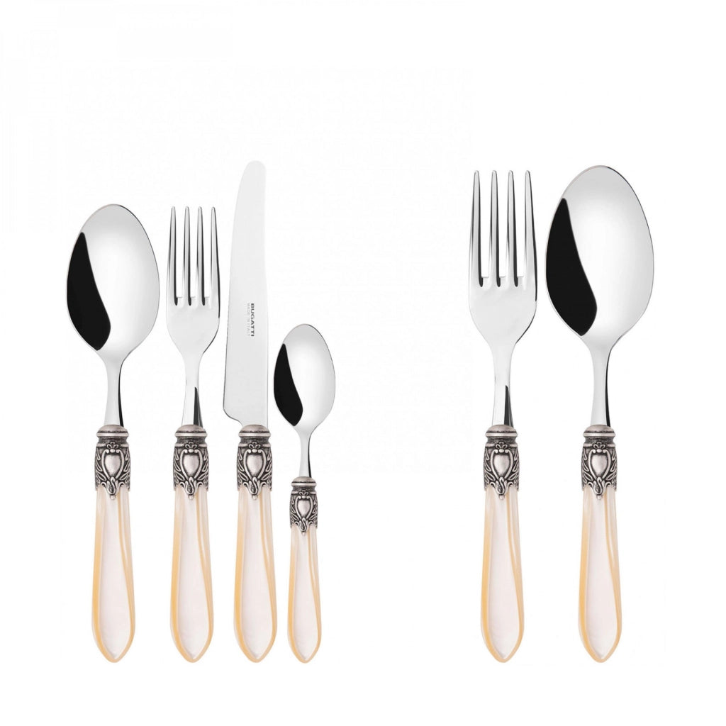 OXFORD Ghiera Argento Anticato, Posate Set 50 pz, Scatola