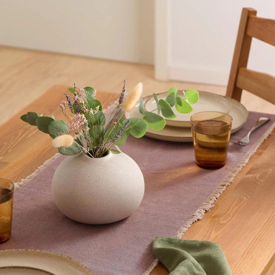 Vaso Ceramico Bianco - Vaso di Fiori con Tessuto di Sabbia - Impronta d'Acqua - Manufatto Artigianale - Vaso Decorativo per Decorazione da Tavola & Regalo - Ideale per Casa & Ufficio