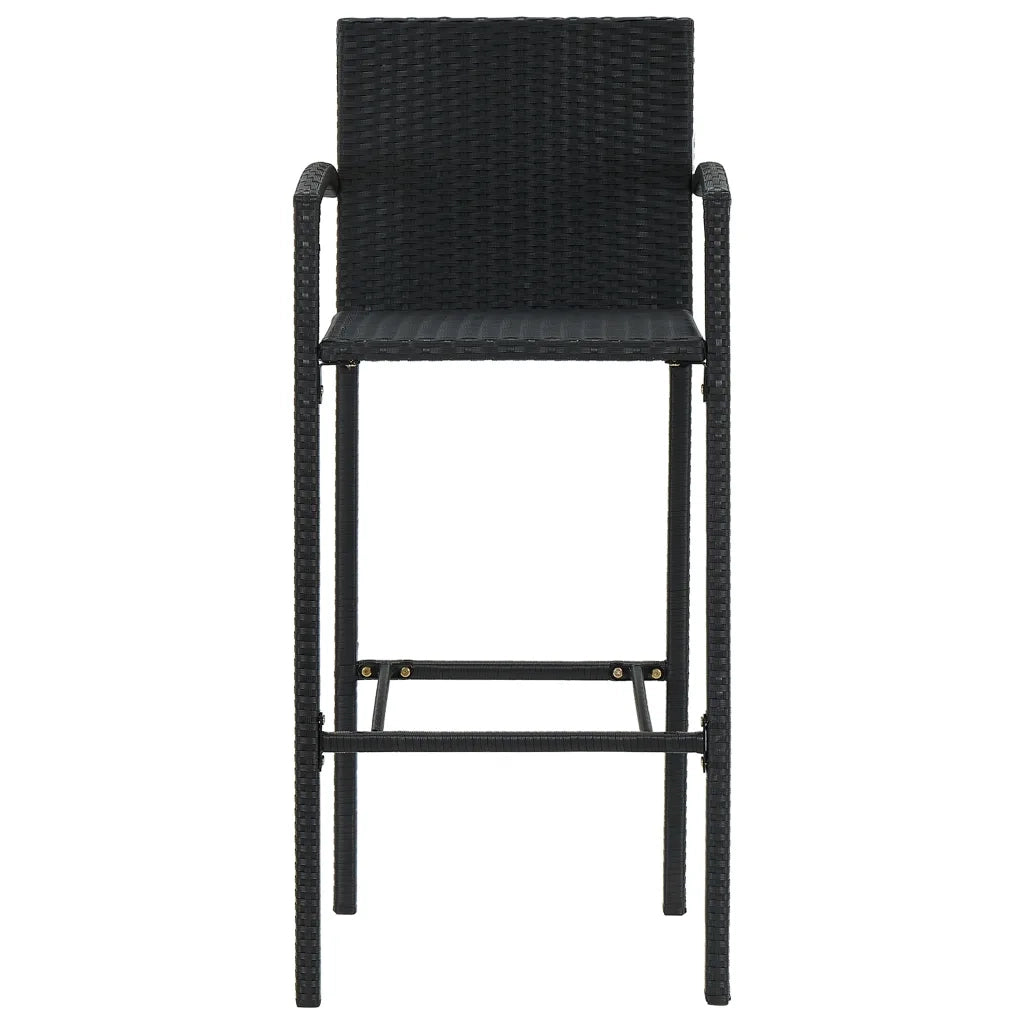 Sgabelli da Bar 2 pz in Polyrattan Nero