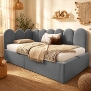 Letto daybed 90x190 cm con contenitore idraulico; in velluto grigio
