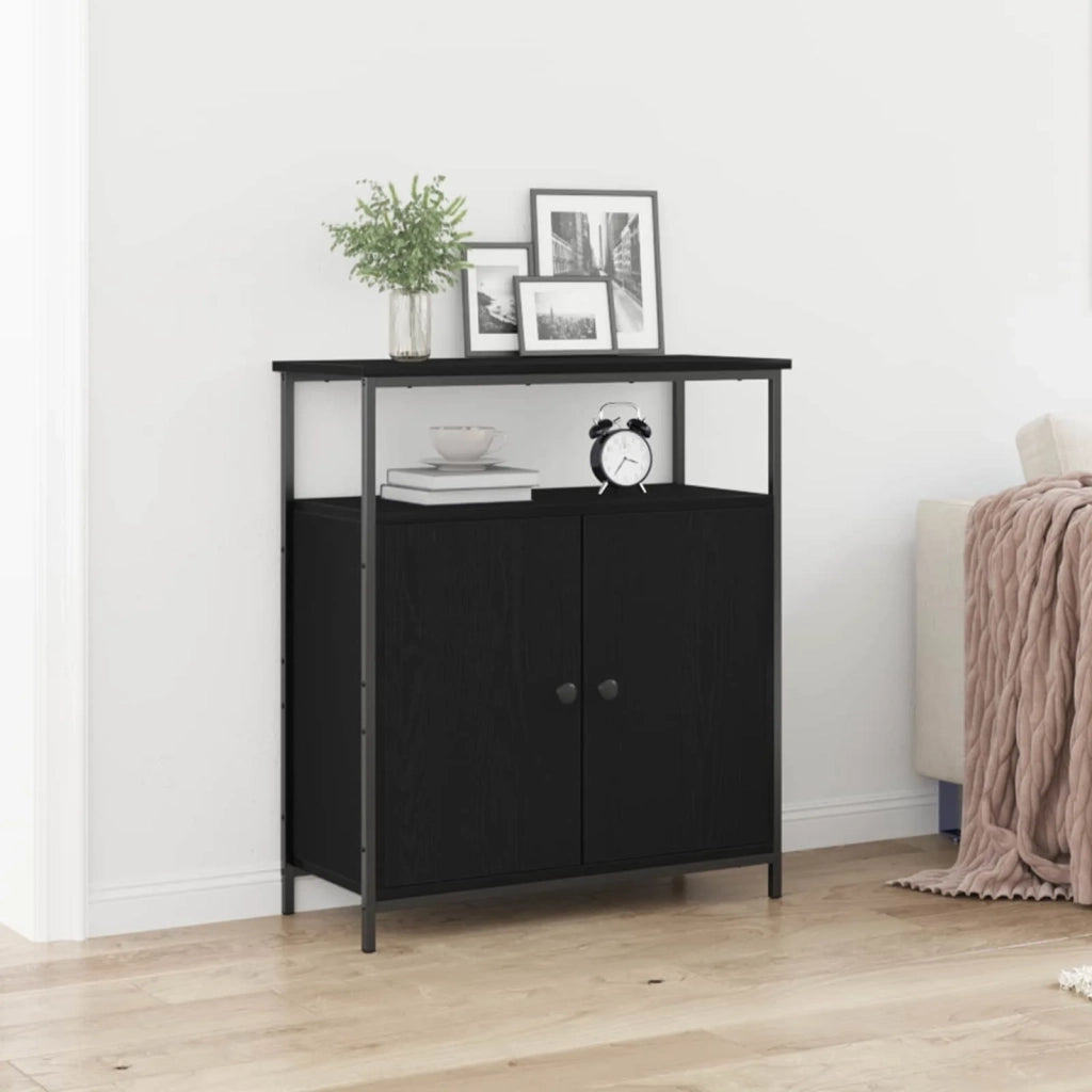 Credenza Rovere Nero 70 x 30 x 80 cm Legno multistrato 862972