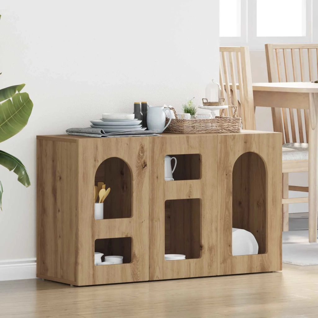 Credenza | Madia | Buffet da pranzo | Armadio da pranzo Rovere artigianale 100 x 35 x 59 cm Legno multistrato