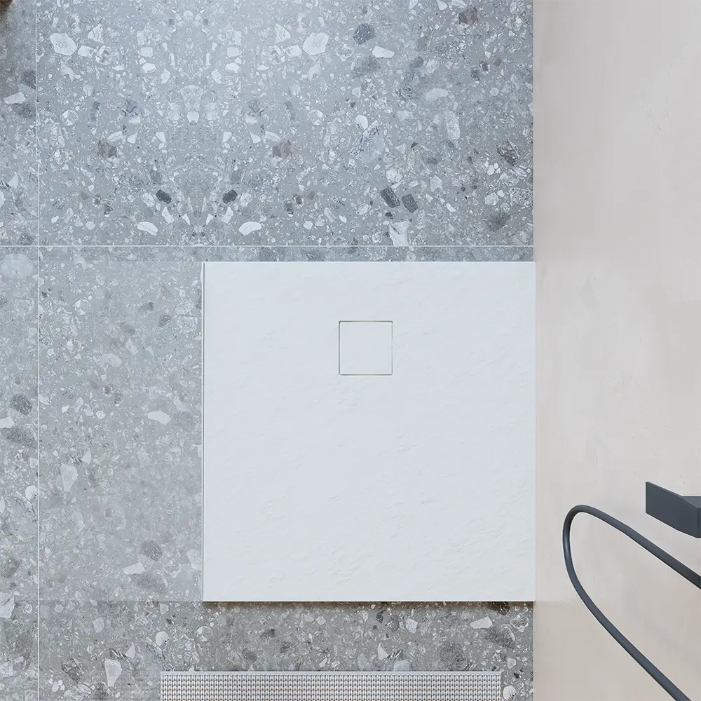 Piatto doccia 80x80 cm colore bianco effetto pietra | Samos