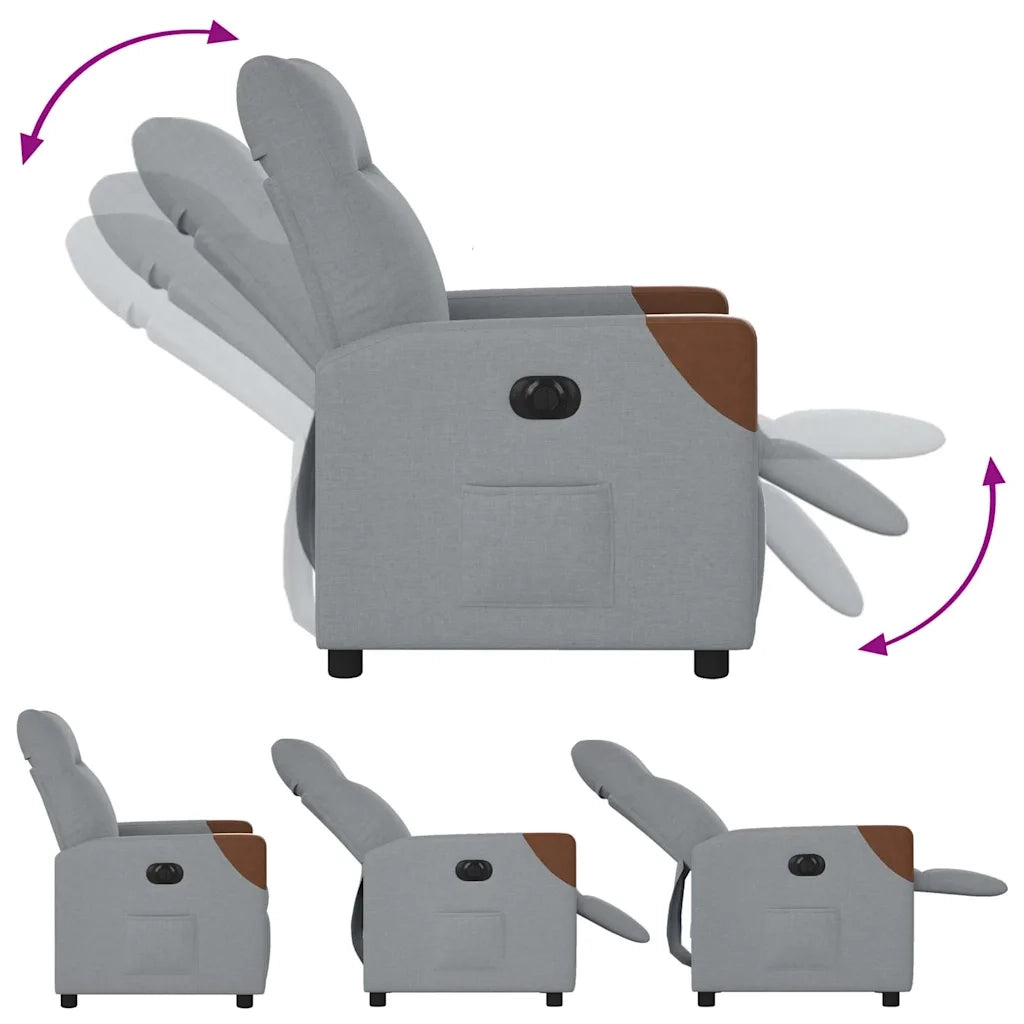 Poltrona | Sedia Relax Elettrica Reclinabile Grigio Chiaro in Tessuto
