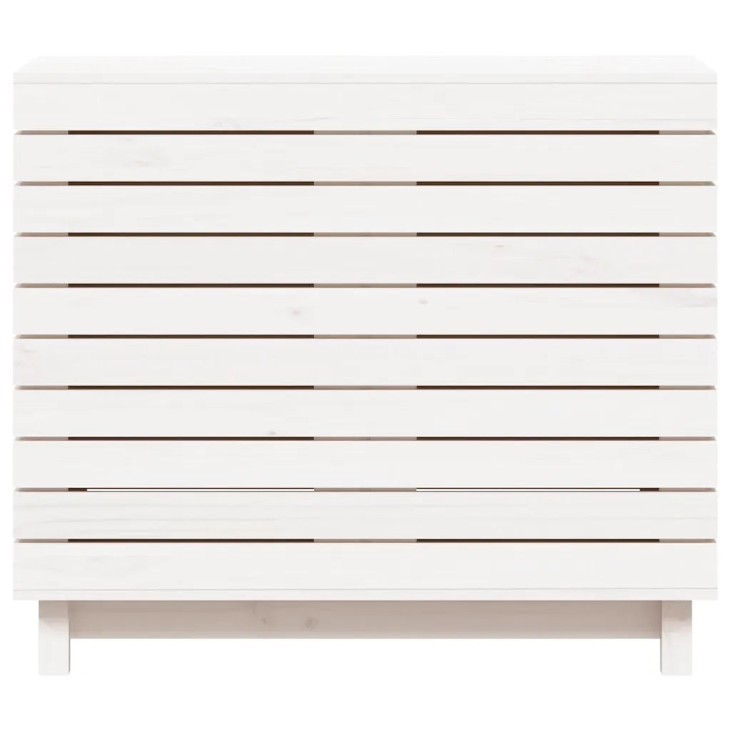 Cesto per Bucato Bianco 88,5x44x76 cm Legno Massello Pino 832324