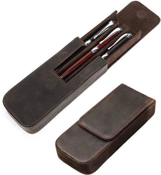 Penne in pelle di alta qualità, taccuino per 3 matite, copri matite per viaggi, elegante contenitore per accessori da ufficio, organizzatore per matite