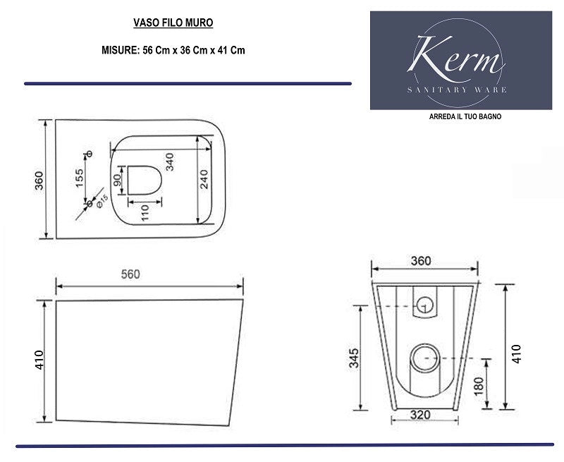 Sanitari Squadrati Filomuro Wc Rimless Bidet e Copriwc Softclose