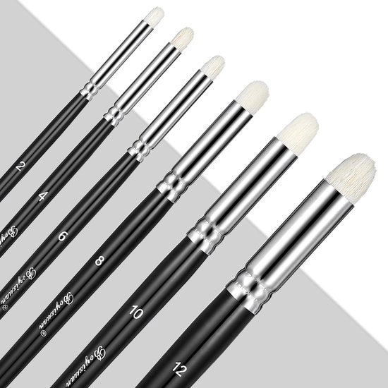 Set di Pennelli a Penna in Fibra di Cipresso - 6 pezzi - Pennelli per Modellismo - 21 cm - Leggero - Nero - Pennelli per Modellismo