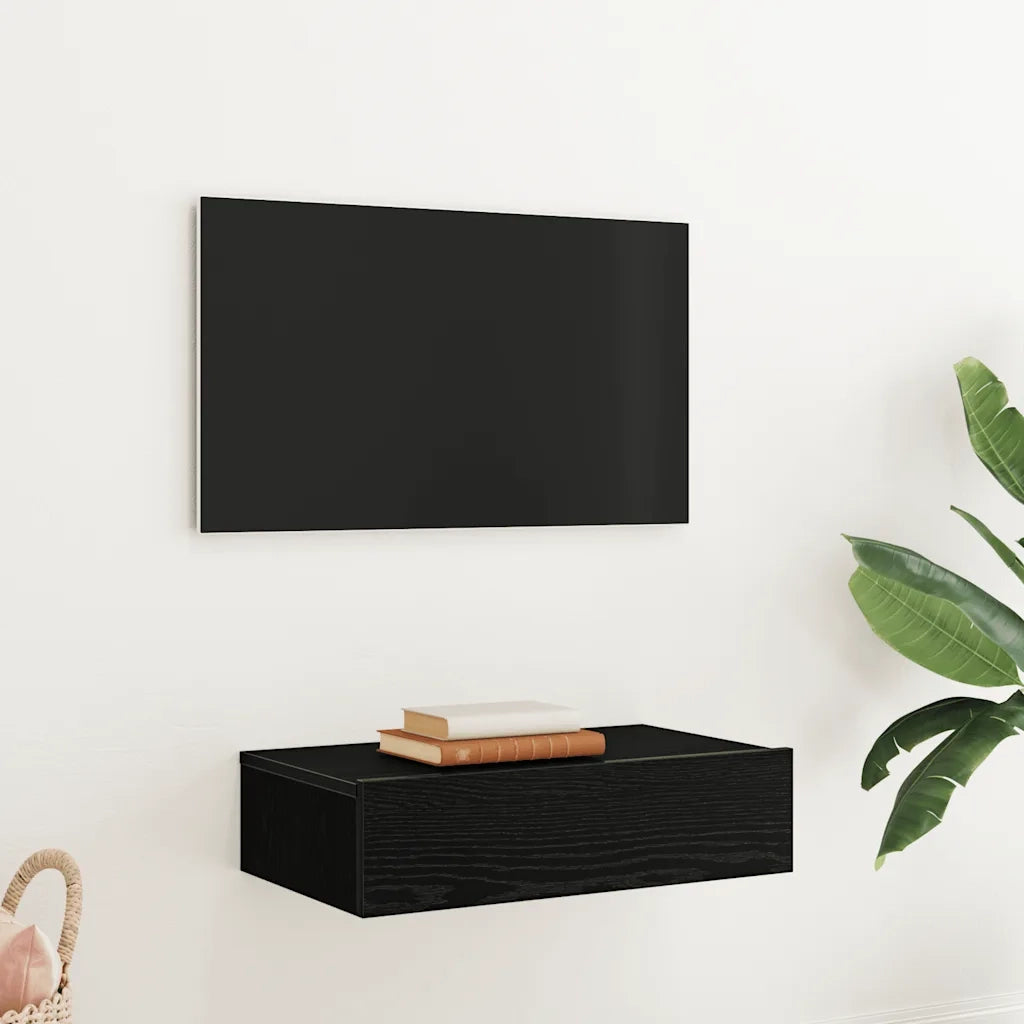 Mobile TV con luci a LED Rovere Nero 60x35x15,5 cm 862032