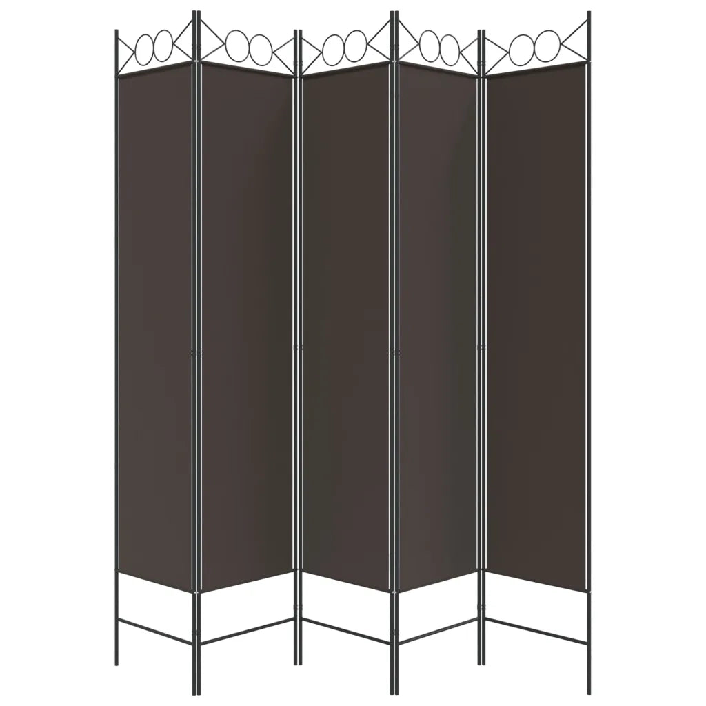 Divisorio a 5 Pannelli Marrone 200x200 cm in Tessuto cod mxl 61481