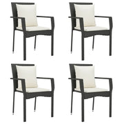 Sedie da Giardino con Cuscini 4 pz | Sedie da Esterno in Polyrattan Nere