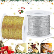 Cordone Metallizzato Elastico - Corda a Tendina in Oro - Corda Metallizzata per Carta da Regalo - Carta da Regalo Appendente Diy Craft - Argento Oro