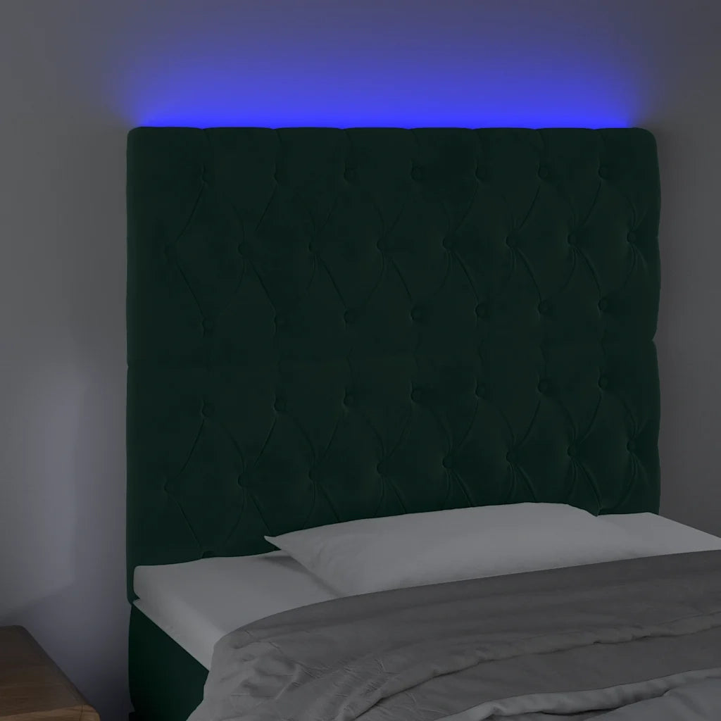 Testiera a LED Verde Scuro 90x7x118/128cm in Velluto cod mxl 70824
