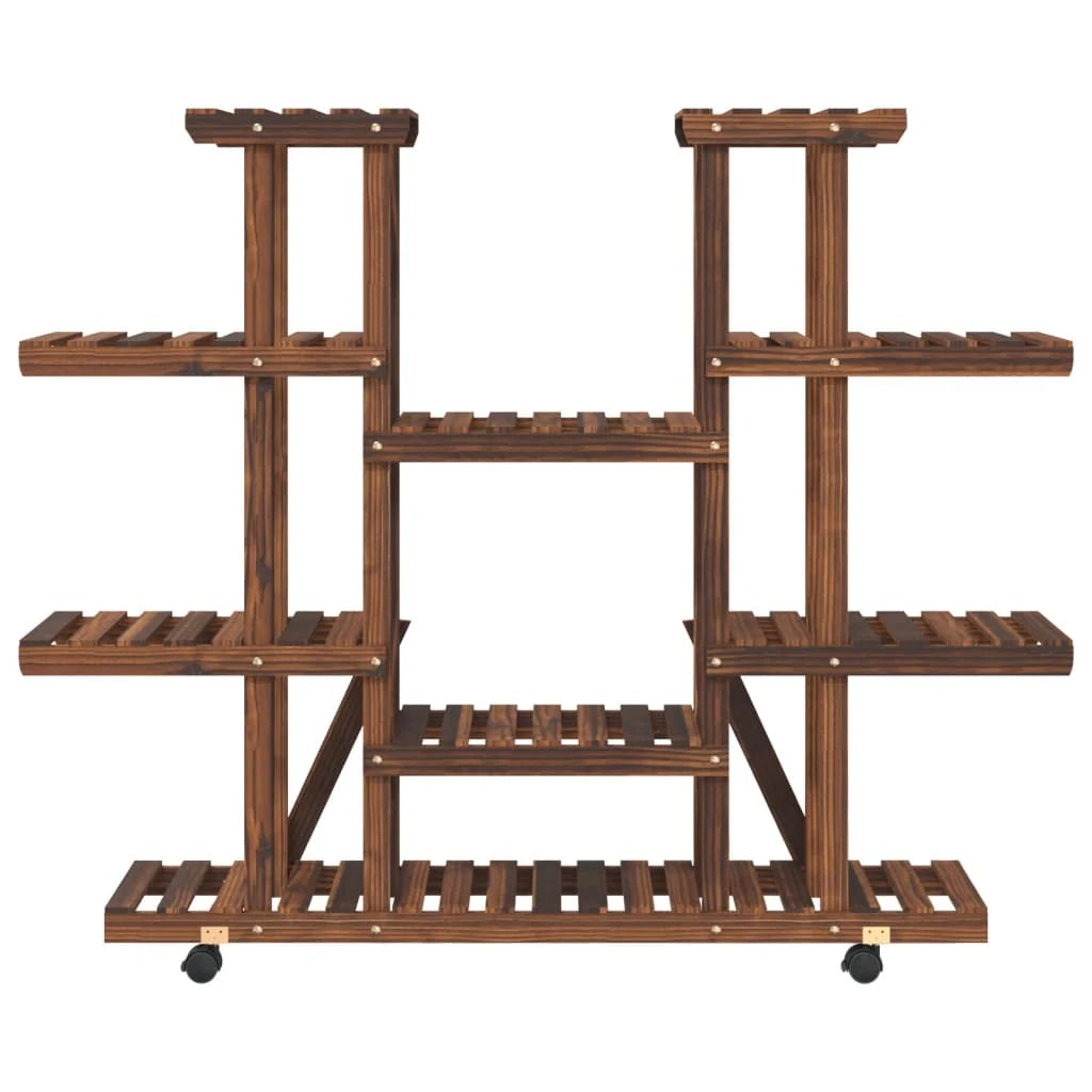 Portavasi/fioriera con ruote 110 x 25 x 115 cm legno massello di abete marrone 02_0045227