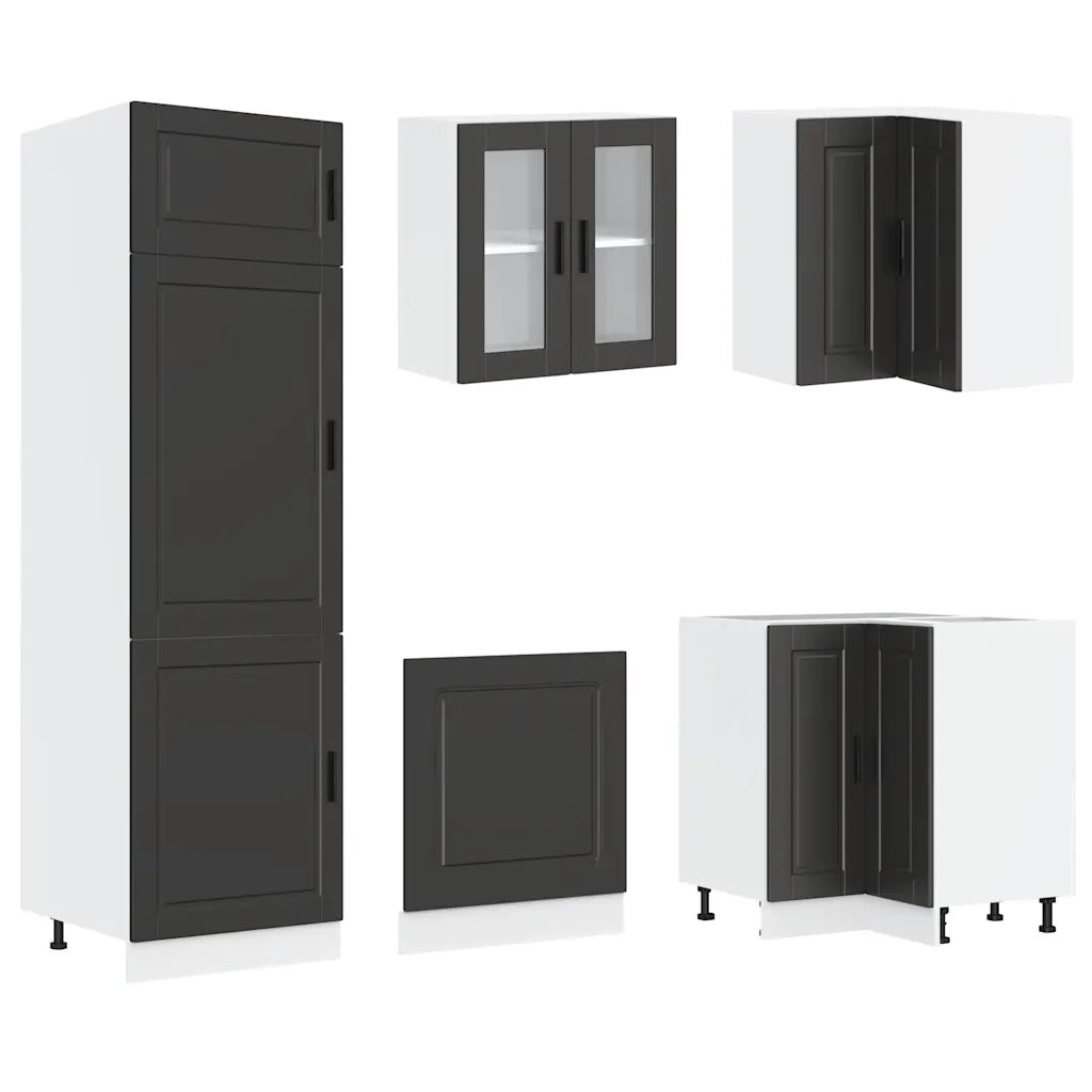 vidaXL Set Mobili da Cucina 14 pz Porto Neri Legno Multistrato