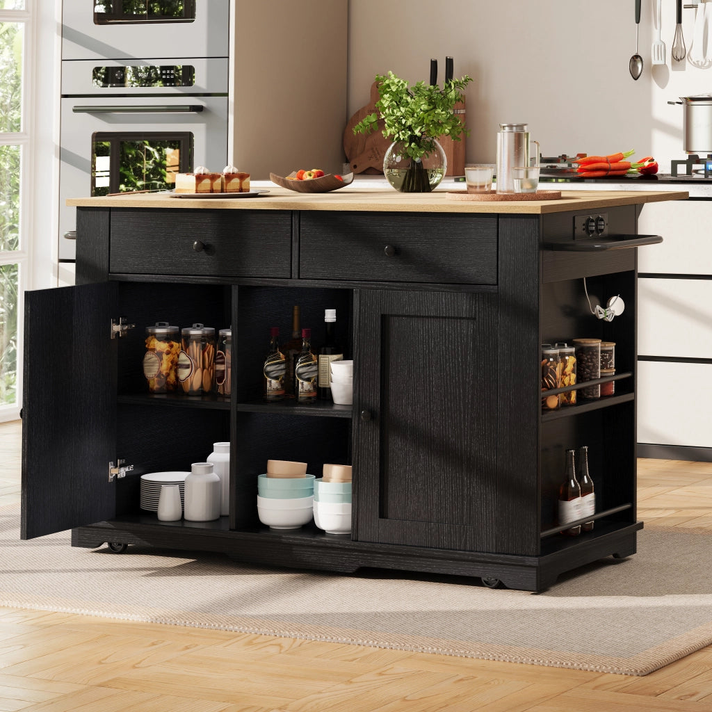 ISOLA DA CUCINA 151,5x59,7x91,7 cm in MDF e metallo Nero/Naturale