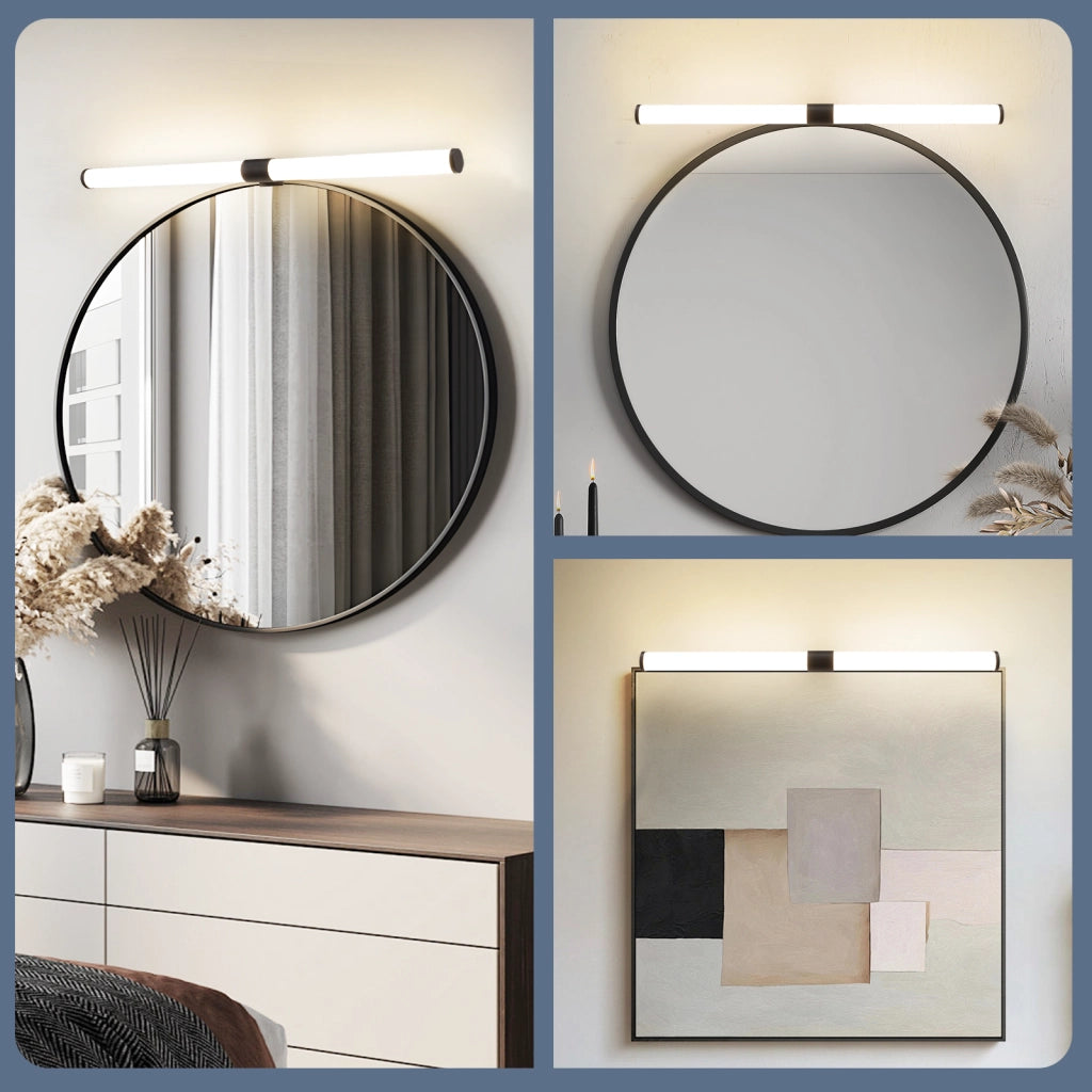 ZMH Lampada da Bagno LED sopra Specchio 8W 60 cm Nera IP44 Luce Neutra Moderna per Armadio da Cantina Cucina