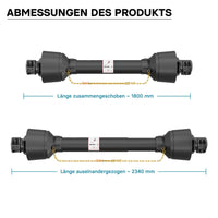 Albero cardanico T5 Giunto cardanico 1800-1980mm 620Nm 540rpm Cardano 54kW (74CV) 2x 1 3/8" 6 denti
