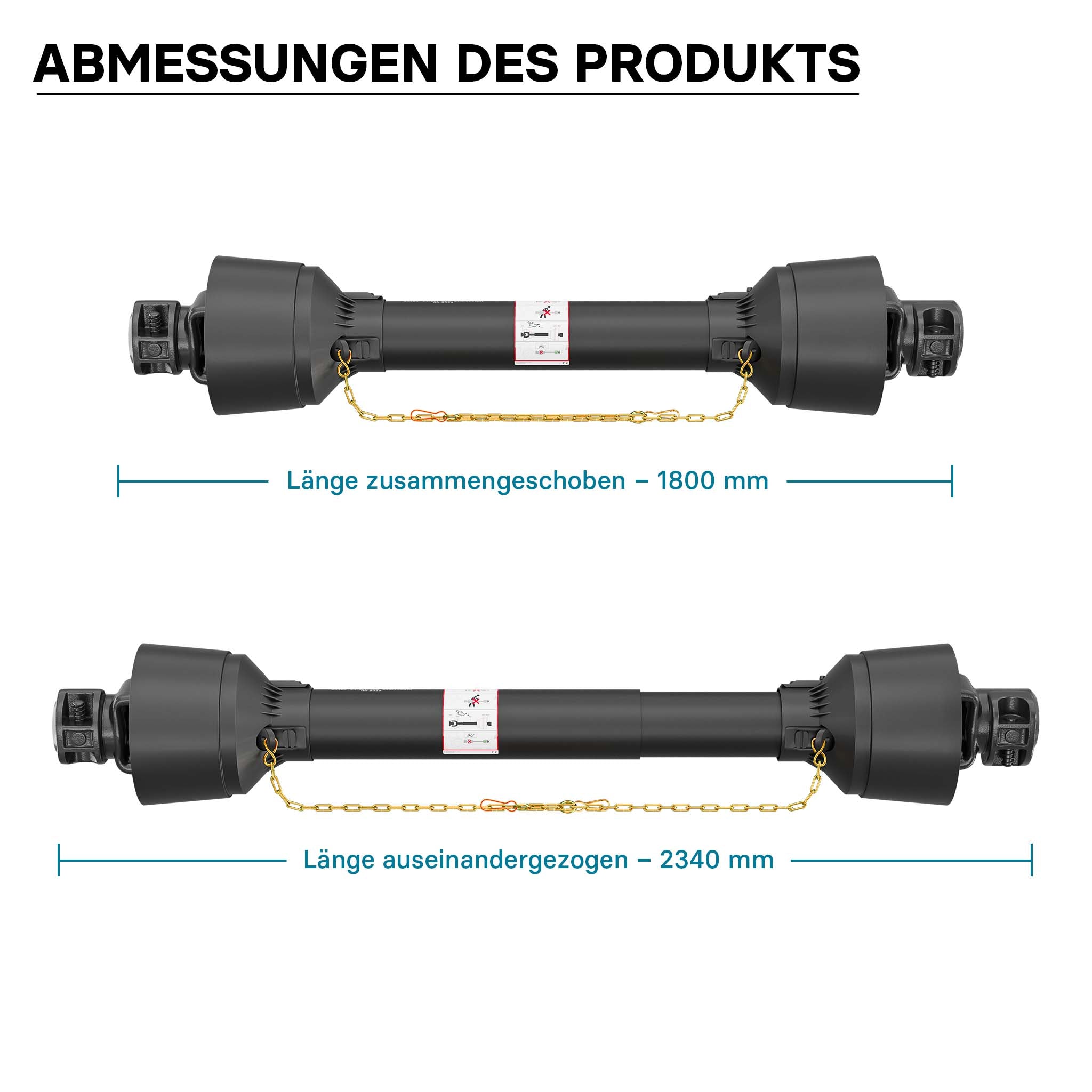 Albero cardanico T5 Giunto cardanico 1800-1980mm 620Nm 540rpm Cardano 54kW (74CV) 2x 1 3/8" 6 denti