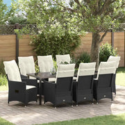 Set da Pranzo per Giardino con cuscino 9 pcs Nero polyrattan 3379540