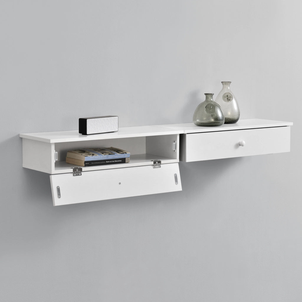 Set di 2 Mensole da Parete con Scomparto Chiuso 60 x 24 x 12,6 cm - Bianco [en.casa]