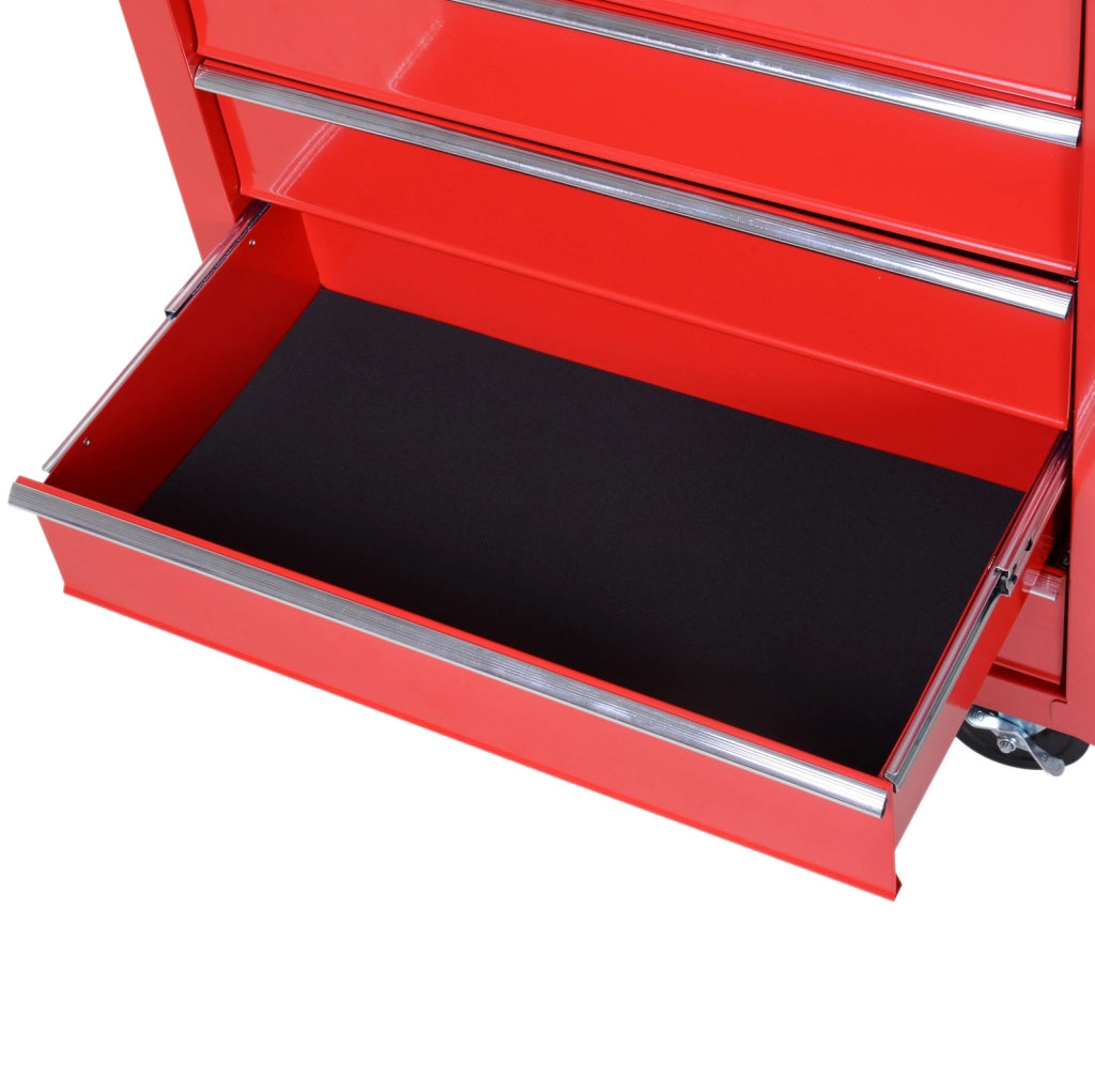 Carrello portautensili in acciaio rosso con 7 cassetti