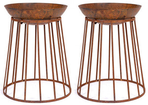 Set 2 Bracieri da Giardino Ø50x63h cm Efesto Ruggine