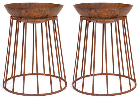 Set 2 Bracieri da Giardino Ø50x63h cm Efesto Ruggine