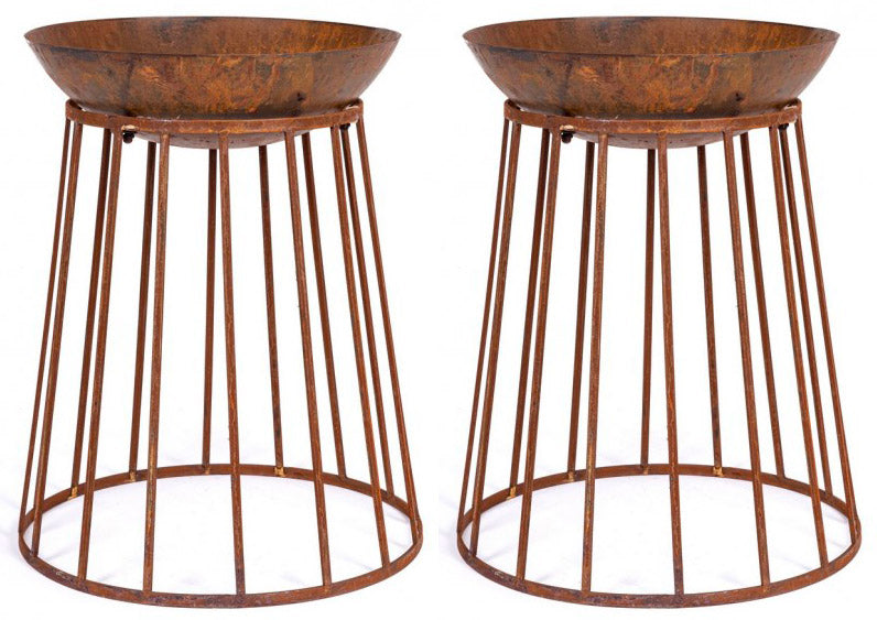 Set 2 Bracieri da Giardino Ø50x63h cm Efesto Ruggine