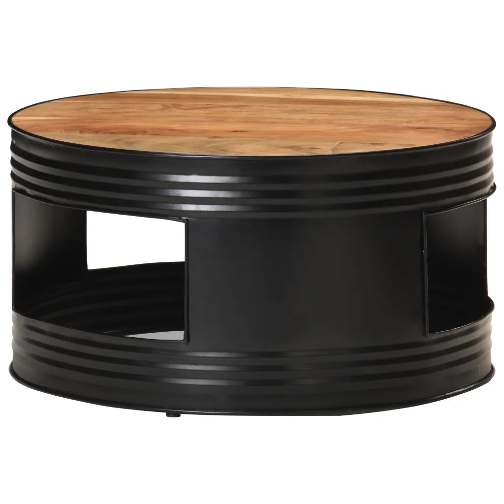 Tavolino da Salotto Nero 68x68x36 cm in Massello di Acacia 321933