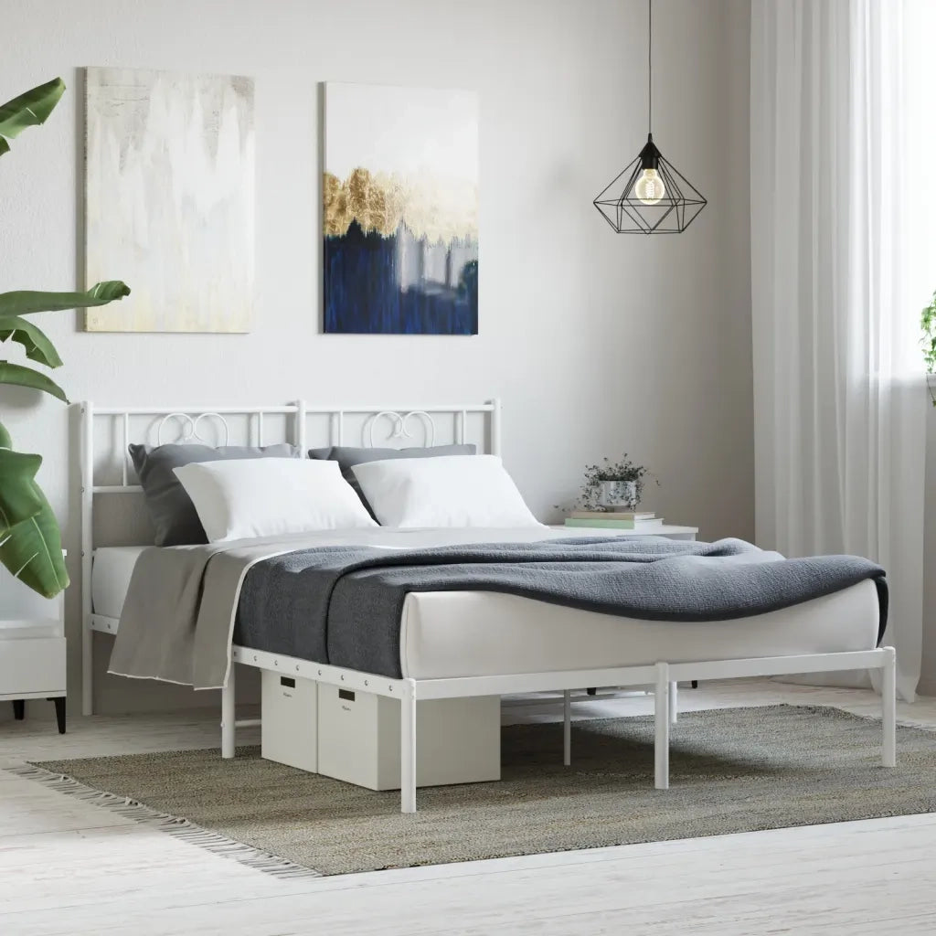 Giroletto con Testiera Metallo Bianco 140x190 cm 355512