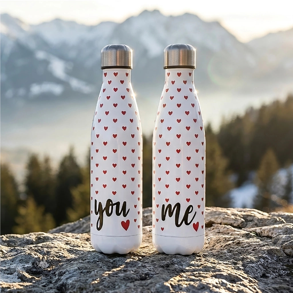 Coppia Borracce Termiche 500 ml isolamento Caldo/Freddo, Antigoccia, Idea Regalo Coppia San Valentino