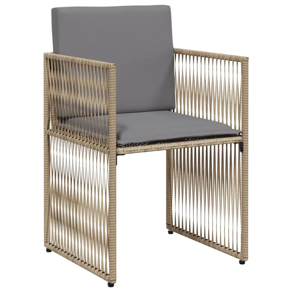 Set da Pranzo da Giardino 7 pz | Set Salotto da Giardino con Cuscini Beige in Polyrattan