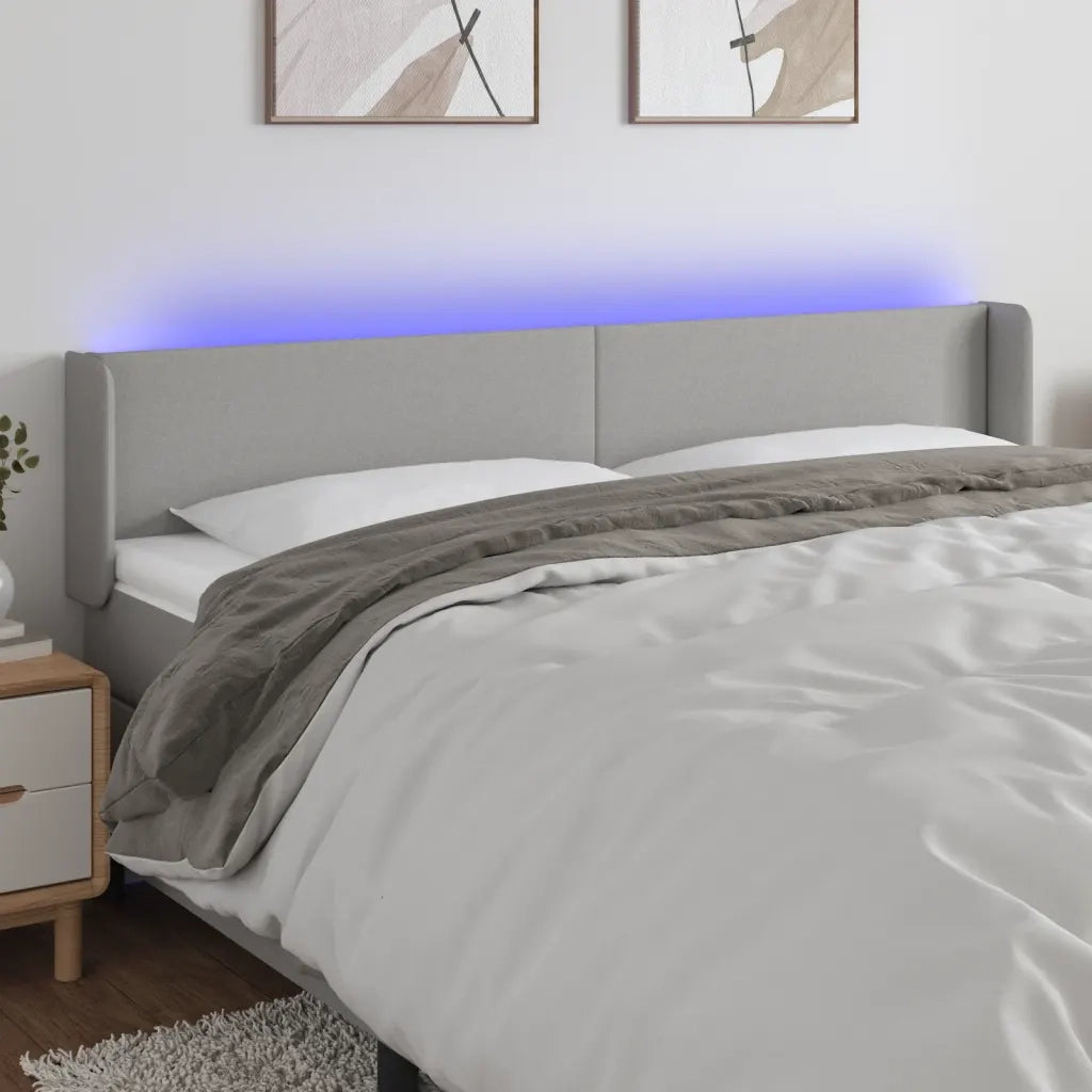 Testiera | Testata a LED Grigio Chiaro 183x16x78/88 cm in Tessuto
