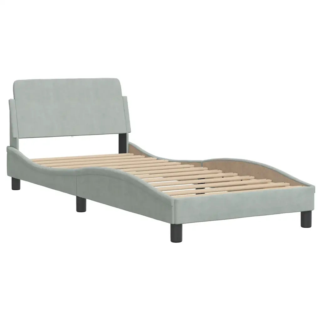 Giroletto con LED senza Materasso-Struttura Letto Hanko Grigio Chiaro 90x200 cm in Velluto