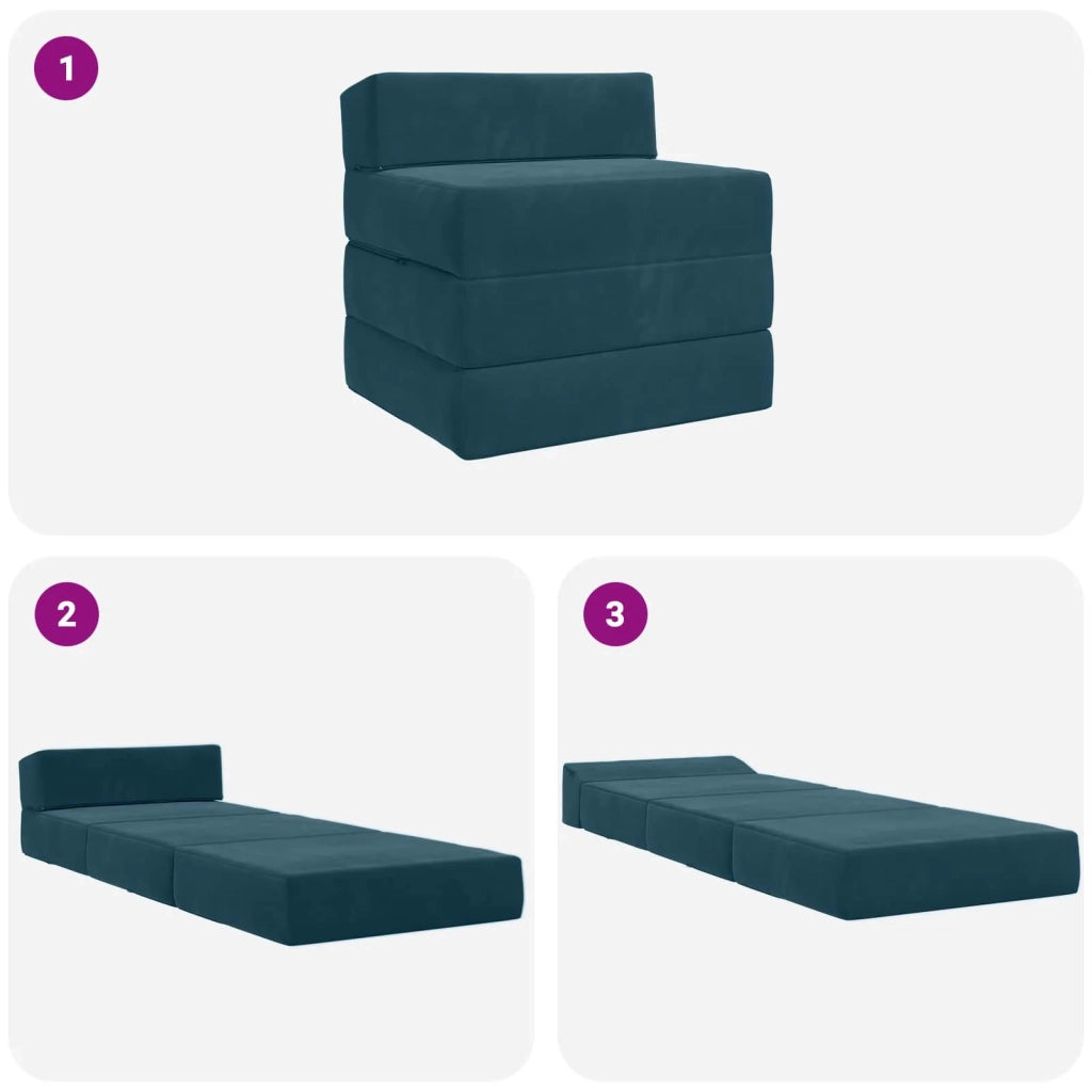Divano Letto Pieghevole Blu 200 x 70 x 15 cm Velluto