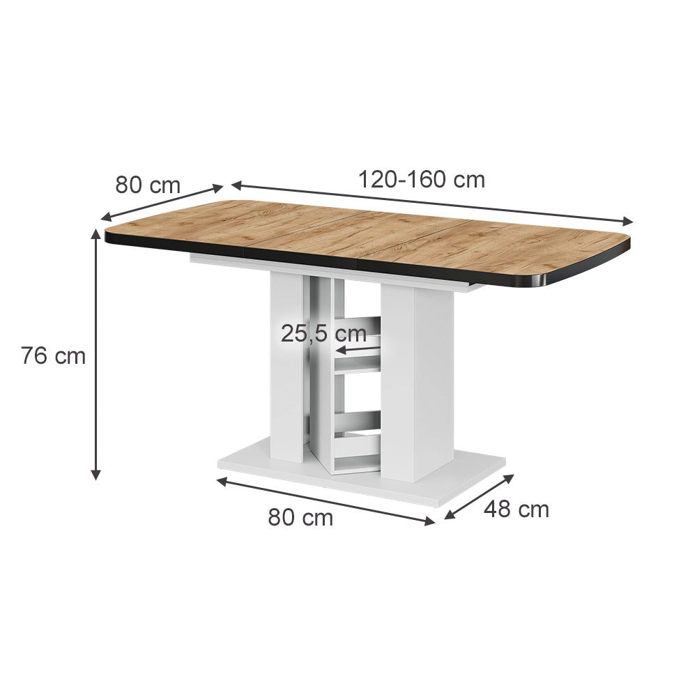 Vicco tavolo da pranzo allungabile Quercia dorata/bianco 120 x 80 cm
