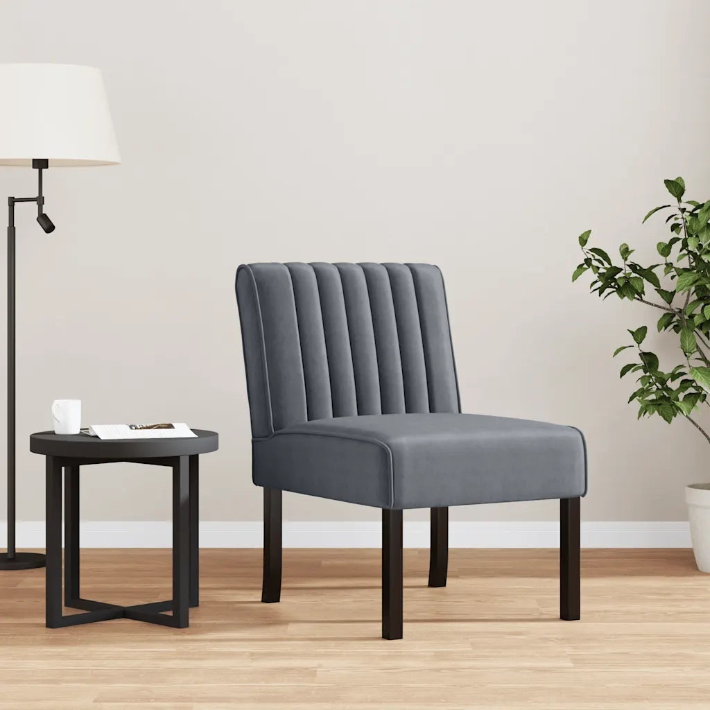 Poltrona | Sedia Pantofola Grigio Scuro in Velluto