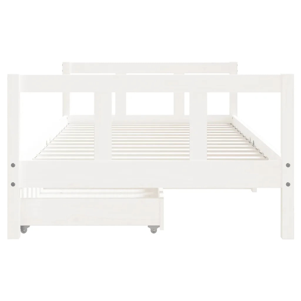 Giroletto Bambini | Letto Infantile | Lettino con Cassetti Bianco 90x190 cm Massello Pino