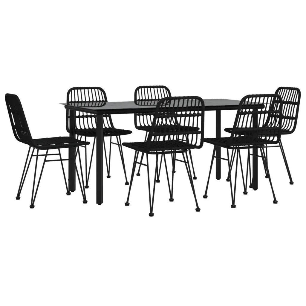 Set da Pranzo da Giardino 7 pz Nero in Polyrattan cod mxl 35598