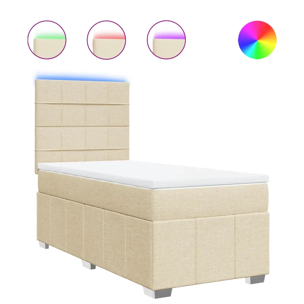 Giroletto a Molle con Materasso Crema 80x200 cm inTessuto
