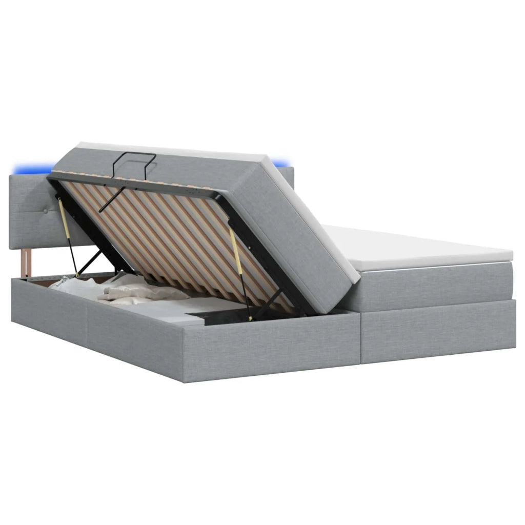 Letto con contenitore LED e materasso Grigio Chiaro 3459354