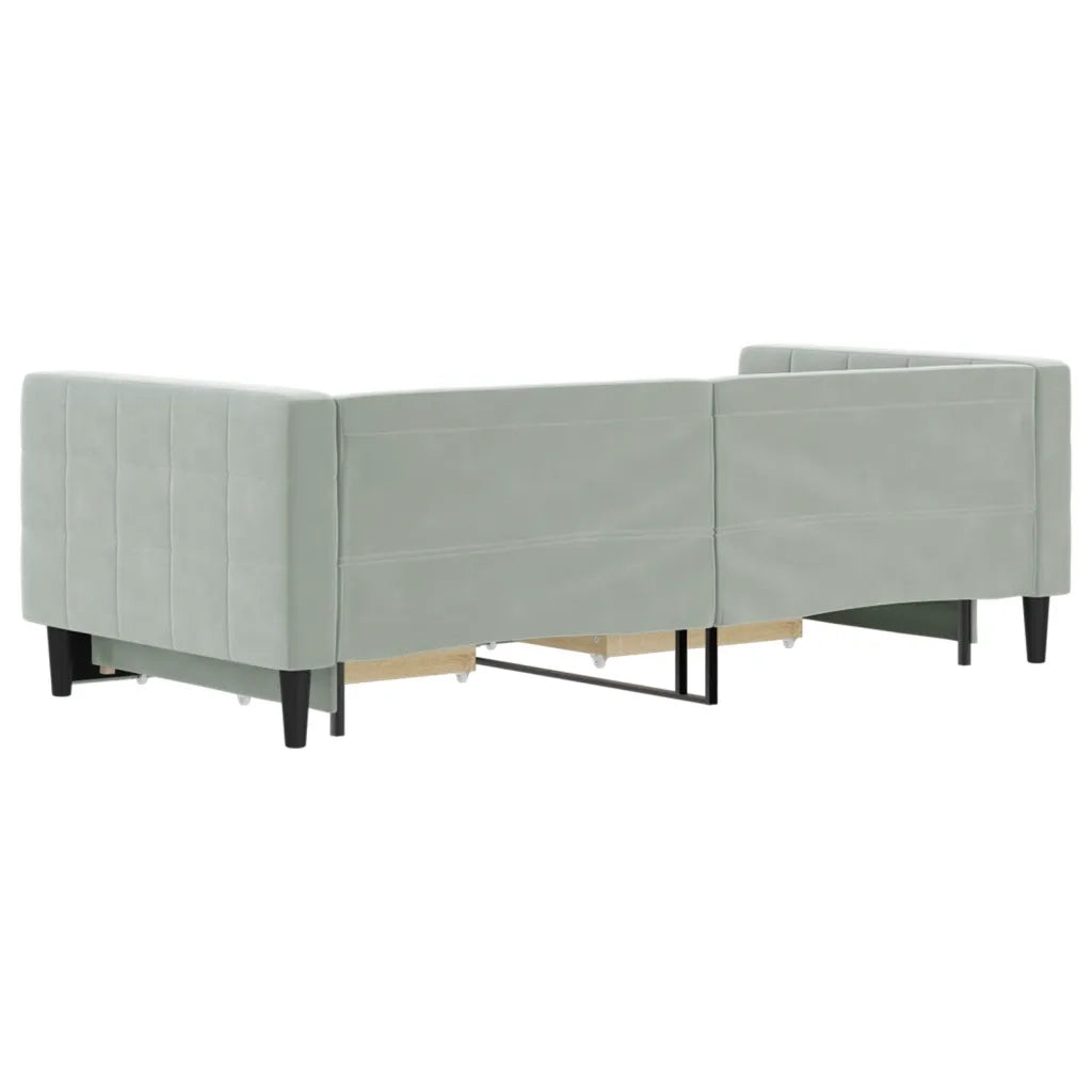 Divano Letto Estraibile Cassetti Grigio Chiaro 90x190cm Velluto 3196752