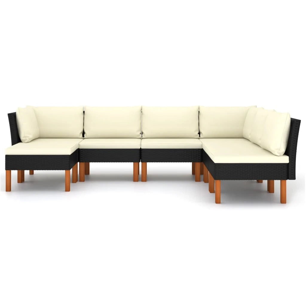 Set di mobili da giardino mobili da esterno 7 pezzi con cuscini resina intrecciata nera 02_0017317